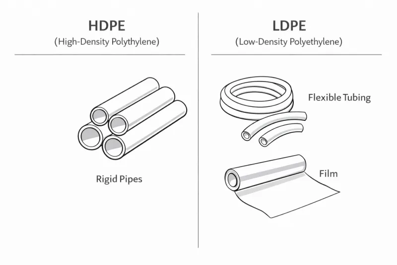 HDPE rigid pipe versus LDPE flexible tubing in extrusion applications