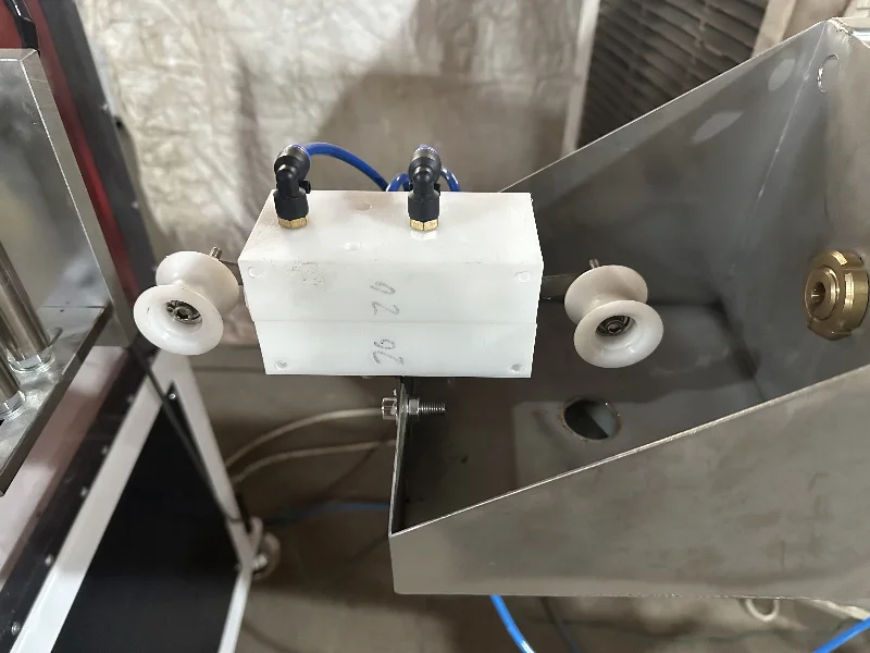 Air knife drying unit before haul off on dip tube extrusion line