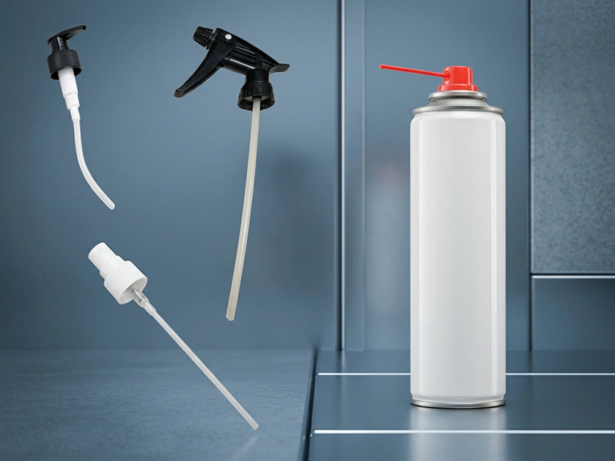 Dip tube samples for lotion pump and spray packaging from a dip tube extrusion line