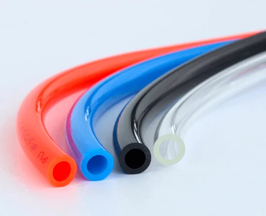 PU pneumatic tube samples from a PU and TPU tube extrusion line