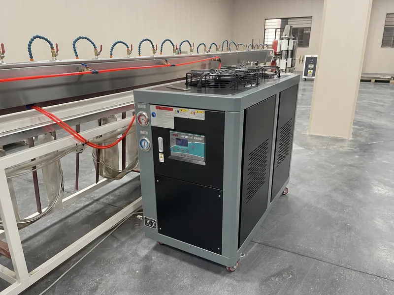 Industrial water chiller for dip tube extrusion cooling system